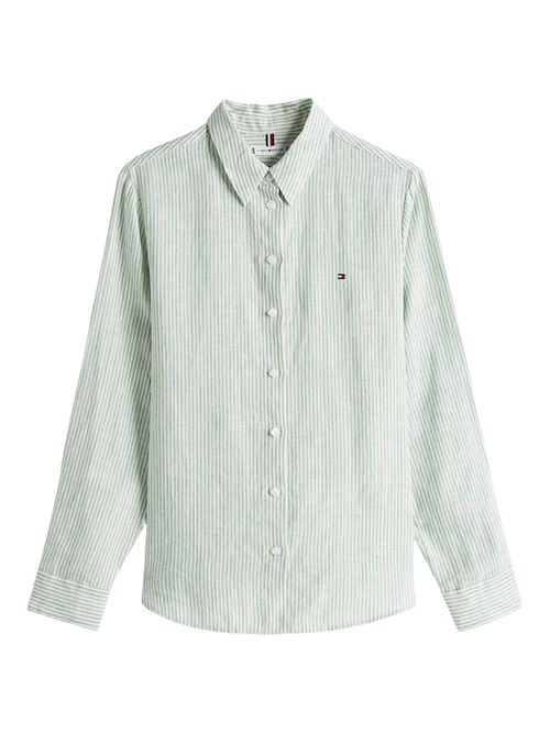 Camicia righe verde in lino Tommy Hilfiger | WW0WW446790CF